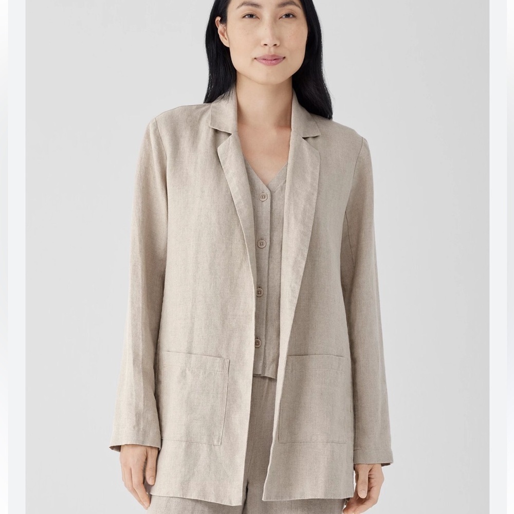 Eileen fisher Sz 3X organic linen Beige Casual Jacket natural fiber - Picture 9 of 9